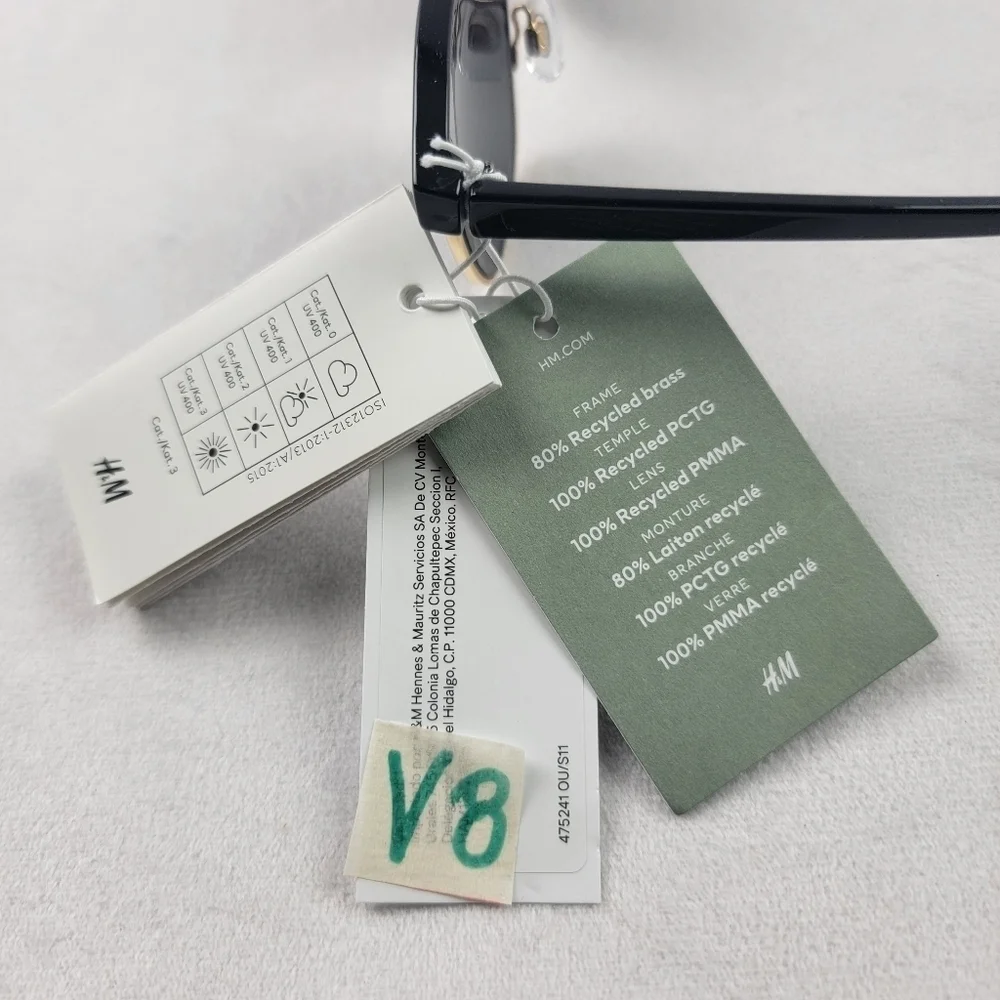 NWT H&M recycled gold trim‎ sunglasses UV 400